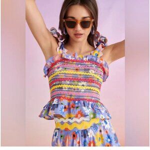 Celia B Majorca Top Sz L CeliaB Floral Peplum